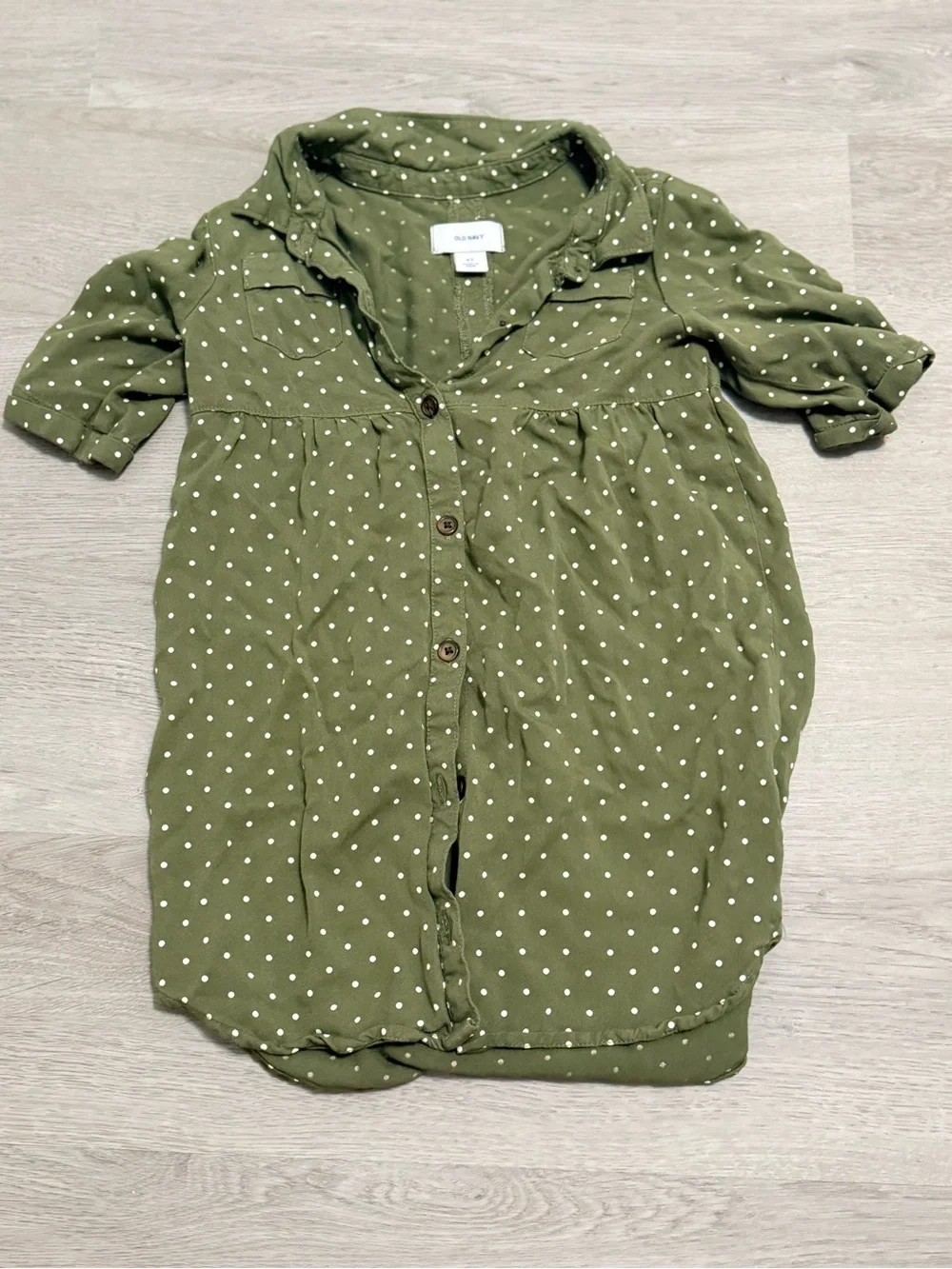 Old Navy Olive Polka Dot Blouse with Olive Tank Set